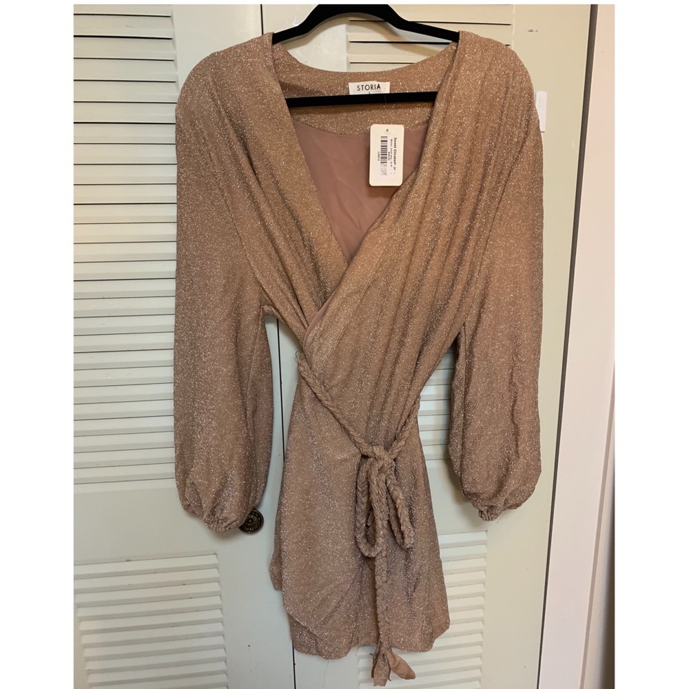 Sparkly blush wrap dress